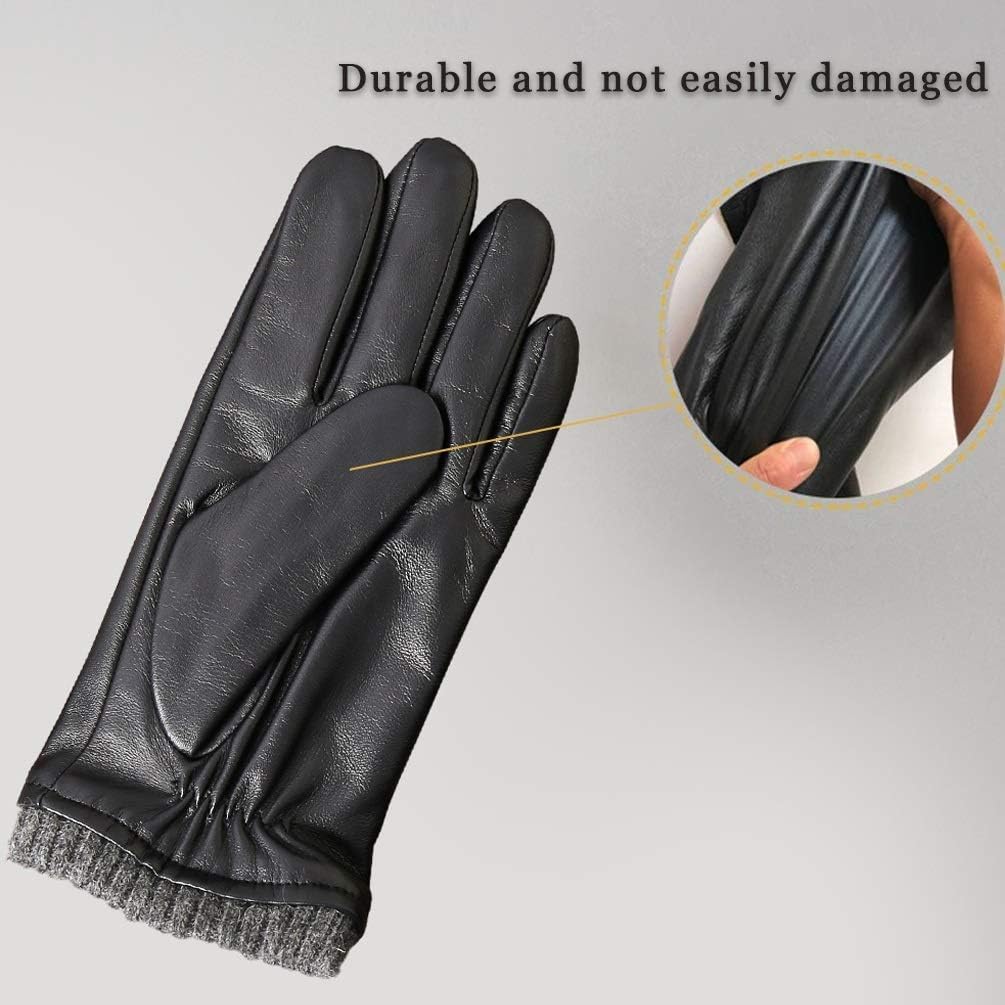 isilila Italian Sheepskin Leather Gloves for Men, Winter Warm Fleece Lined Touch Screen Driving Gloves - Image 5